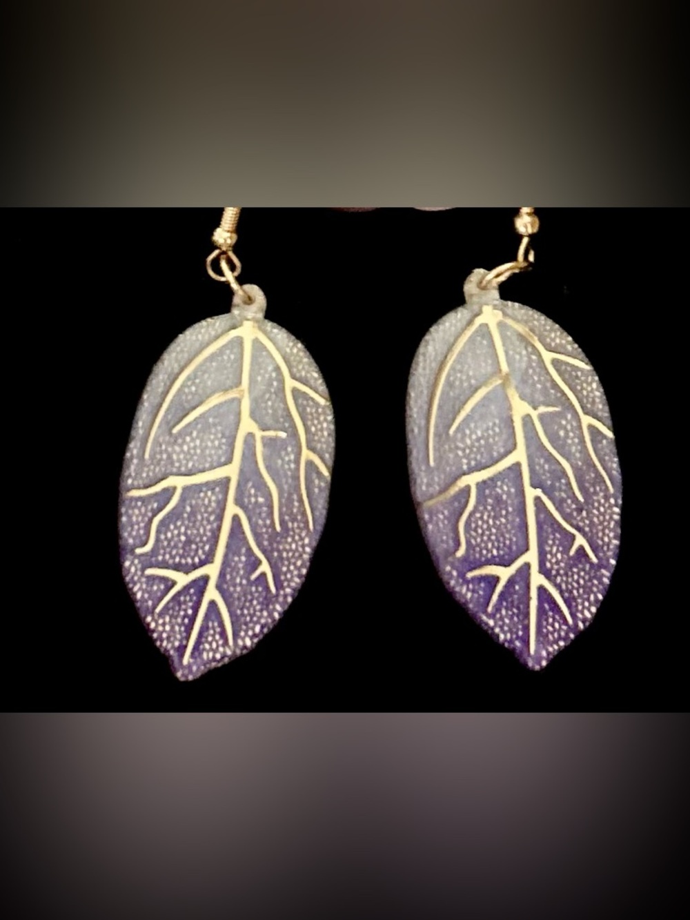 Handcrafted Purple Leaf Drop Earrings and Bracelet Set - Picture 4 of 5